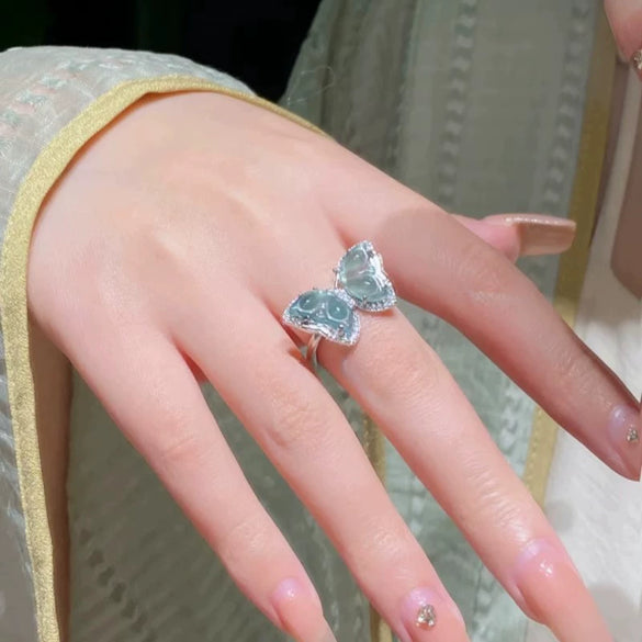 Wholesale Women's Copper Ring With Geometric Heart Shape Flower And Bow Patterns Retro Niche Design Electroplating Process