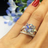 Wholesale Women's Copper Ring With Geometric Pattern And Inlaid Zircon