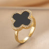 Wholesale Women's Copper Ring With Micro Inlaid Zircon And Geometric Pattern In Simple Style 18K Gold Plated Four Leaf Clover Shape