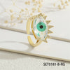 Wholesale Women's Copper Ring With Zircon Devil's Eye And Heart Pattern 18K Gold Plated