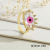 Wholesale Women's Copper Ring With Zircon Devil's Eye And Heart Pattern 18K Gold Plated