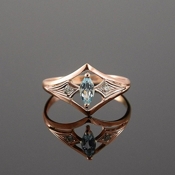 Wholesale Women's Copper Rings Inlaid With Horse Eye Zircon Geometric V Shaped Classic Diamond Style