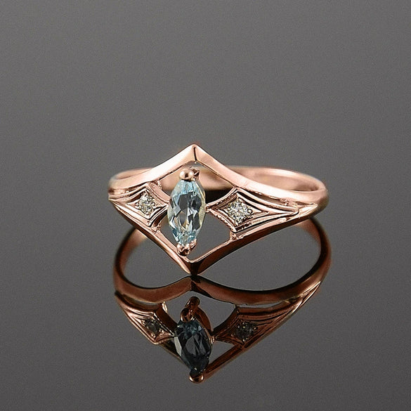 Wholesale Women's Copper Rings Inlaid With Horse Eye Zircon Geometric V Shaped Classic Diamond Style
