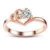 Wholesale Women's Copper Rose Gold Plated Heartshaped Inlaid Zircon Ring Jewelry