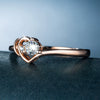 Wholesale Women's Copper Rose Gold Plated Heartshaped Inlaid Zircon Ring Jewelry