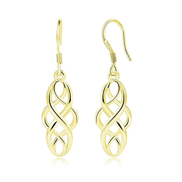 Wholesale Women's Copper 925 Silver Ear Hook Hollow Geometric Ear Drop Goldplated Earrings