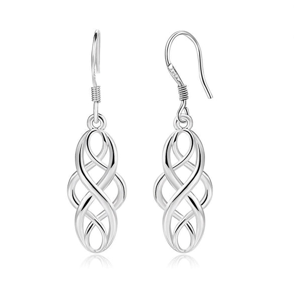 Wholesale Women's Copper 925 Silver Ear Hook Hollow Geometric Ear Drop Goldplated Earrings