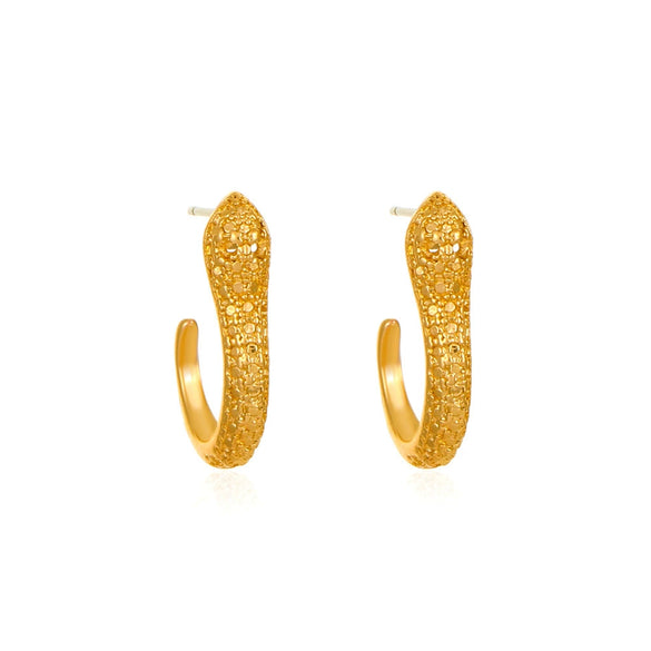 Wholesale Women's Copper Snake Ear Ring With Microinlaid Zircon And Electroplating Animal Zodiac Style