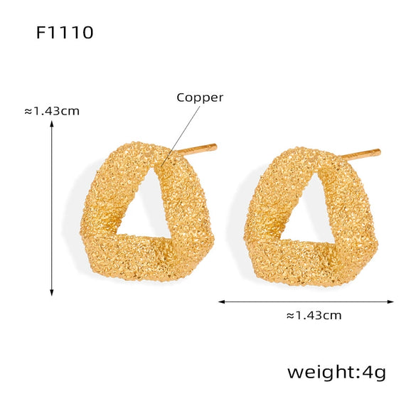 Wholesale Women's Copper Square Geometric Personality Electroplated Earrings Jewelry