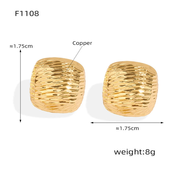 Wholesale Women's Copper Square Geometric Personality Electroplated Earrings Jewelry