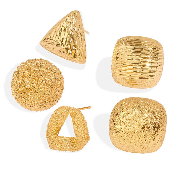 Wholesale Women's Copper Square Geometric Personality Electroplated Earrings Jewelry