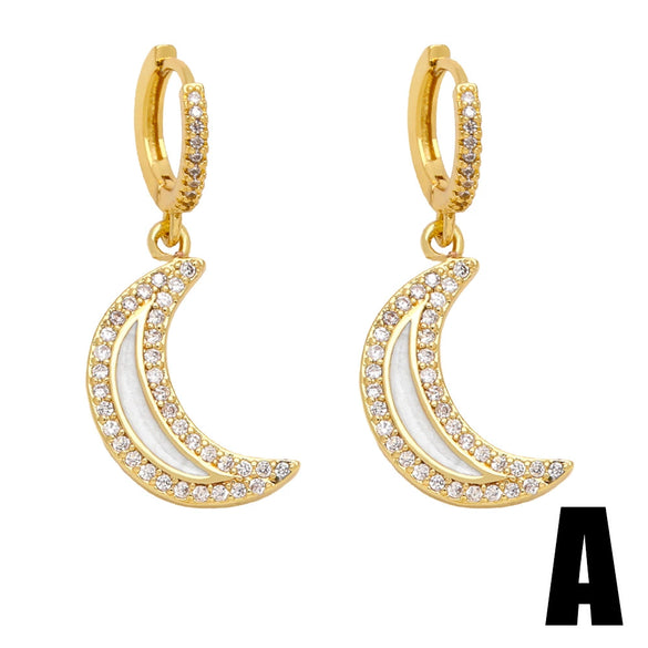 Wholesale Women's Copper Star Moon Earrings