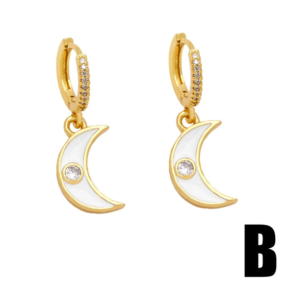 Wholesale Women's Copper Star Moon Earrings