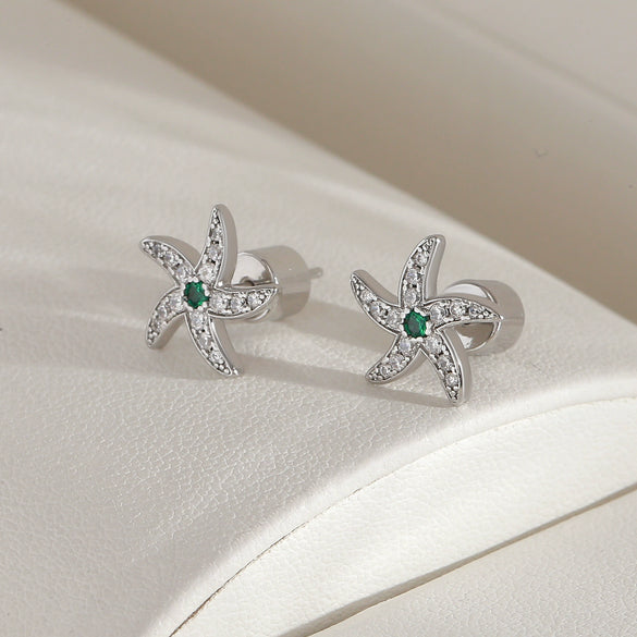 Wholesale Women's Copper Star Shaped Electroplated Starfish Earrings Little Fresh Style
