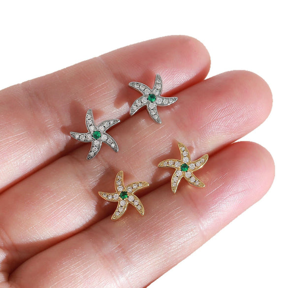 Wholesale Women's Copper Star Shaped Electroplated Starfish Earrings Little Fresh Style