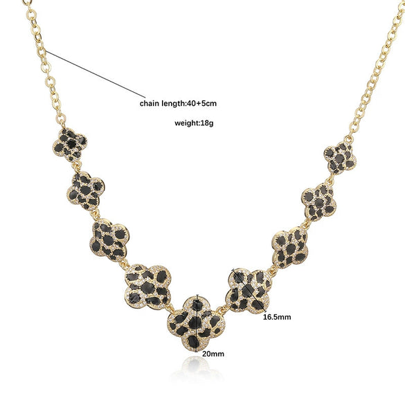 Wholesale Women's Copper Starshaped Retro Hiphop Snake Print Leopard Print Love Necklace With Dripping Oil Design