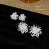 Wholesale Women's Copper Stud Earrings With Geometric Design Microinlaid Zircon And Electroplated 925 Silver Needle Flower Style