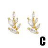 Wholesale Women's Copper Stud Earrings With Zircon Inlay And Animal Zodiac Pattern
