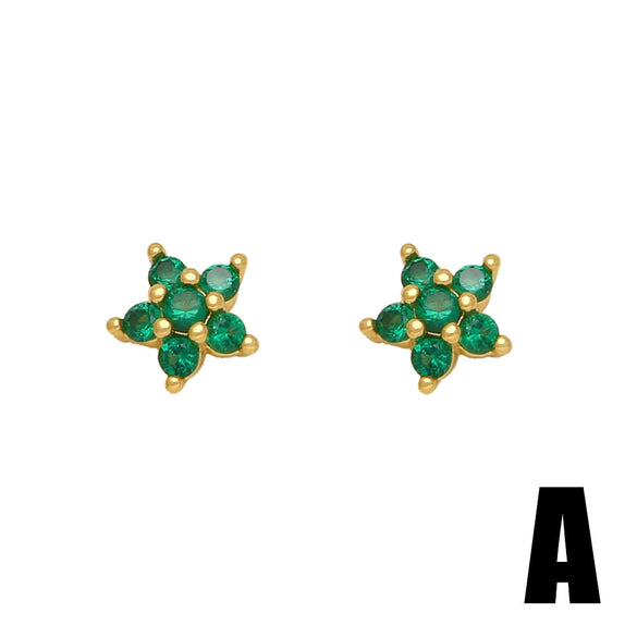 Wholesale Women's Copper Stud Earrings With Zircon Inlay And Animal Zodiac Pattern