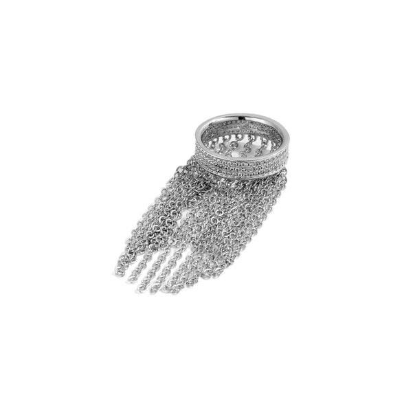 Wholesale Women's Copper Tassel Pendant Ring With Geometric Design And Electroplated Platinum And 18K Gold