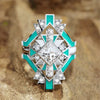 Wholesale Women's Copper Threepiece Ring Set Futuristic Techinspired With Rhombus Geometric Design Set With Zirconia