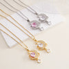 Wholesale Women's Copper Titanium Steel Heart Shape Pendant Necklace With Mixed Gemstone Inlay Electroplating Light Luxury Style O Chain