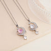 Wholesale Women's Copper Titanium Steel Heart Shape Pendant Necklace With Mixed Gemstone Inlay Electroplating Light Luxury Style O Chain