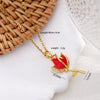 Wholesale Women's Copper Titanium Steel Necklace With Mixed Gemstone Inlay Tulip Pendant And Electroplating Treatment Light Luxury Style