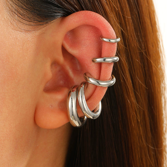 Wholesale Women's Copper Ushape Geometric Electroplated Ear Clips