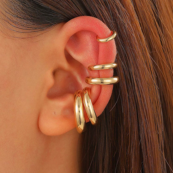 Wholesale Women's Copper Ushape Geometric Electroplated Ear Clips