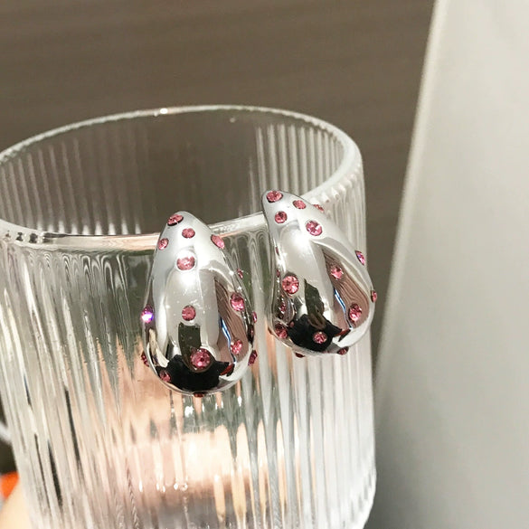 Wholesale Women's Copper Water Drop Shape Zircon Earrings