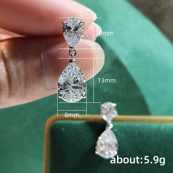 Wholesale Women's Copper Water Drop Shaped Zircon Earrings