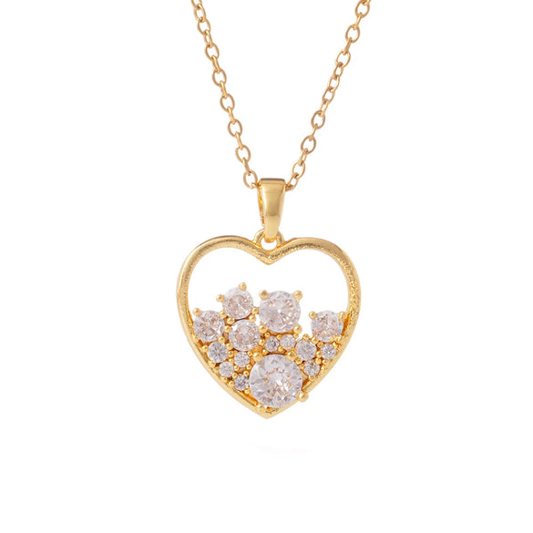 Wholesale Women's Copper Water Drop Zircon Necklace With Heart Shape And Electroplating Process