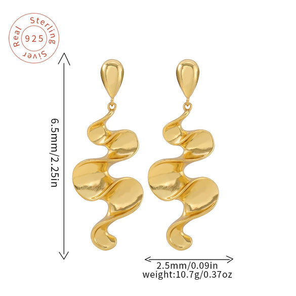 Wholesale Women's Copper Wavy Exaggerated Earrings
