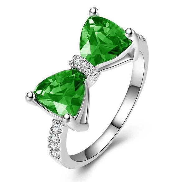 Wholesale Women's Copper Zircon Bow Ring Sweet Cool Style