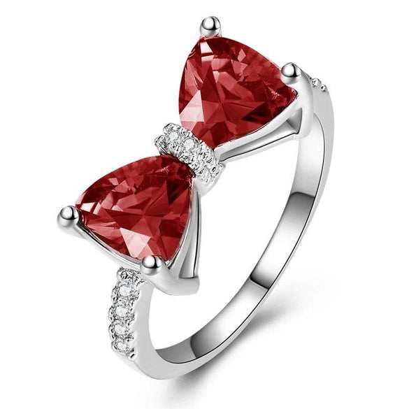 Wholesale Women's Copper Zircon Bow Ring Sweet Cool Style