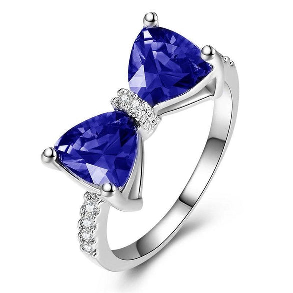 Wholesale Women's Copper Zircon Bow Ring Sweet Cool Style
