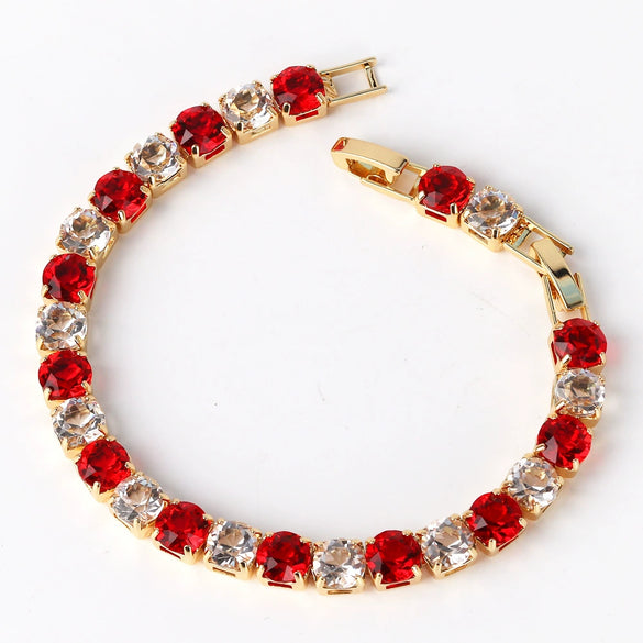 Wholesale Women's Copper Zircon Bracelet Shiny Tennis Chain