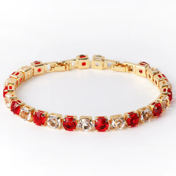Wholesale Women's Copper Zircon Bracelet Shiny Tennis Chain