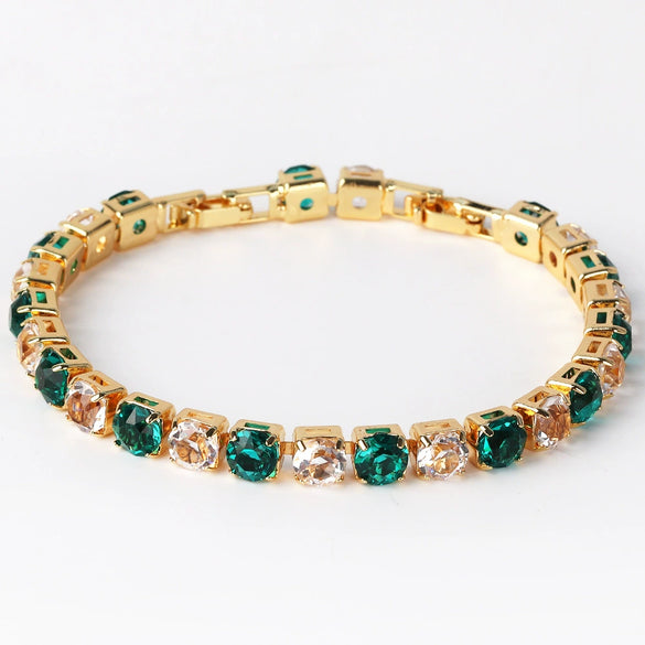 Wholesale Women's Copper Zircon Bracelet Shiny Tennis Chain