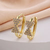 Wholesale Women's Copper Zircon Earrings With Animal Zodiac Flower Bow Geometric Patterns Electroplated Real Gold