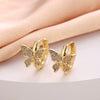 Wholesale Women's Copper Zircon Earrings With Animal Zodiac Flower Bow Geometric Patterns Electroplated Real Gold