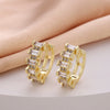 Wholesale Women's Copper Zircon Earrings With Animal Zodiac Flower Bow Geometric Patterns Electroplated Real Gold