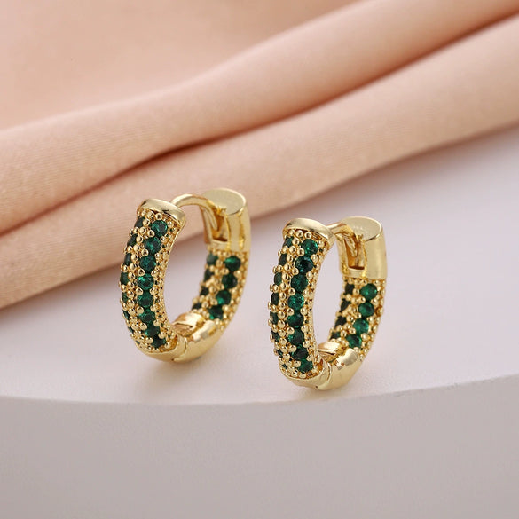 Wholesale Women's Copper Zircon Earrings With Animal Zodiac Flower Bow Geometric Patterns Electroplated Real Gold