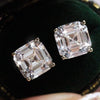 Wholesale Women's Copper Zircon Earrings With Geometric Design Classic Style Imitation Green Crystal