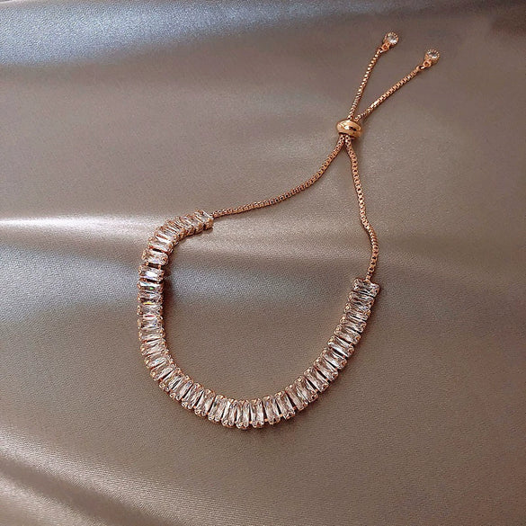 Wholesale Women's Copper Zircon Heart Shape Love Adjustable Bracelet With Real Gold Electroplated Fashion Light Luxury Design