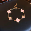 Wholesale Women's Copper Zircon Inlaid Fourpetal Flower Geometric Sweet Style Bracelet Real Gold Electroplated