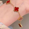 Wholesale Women's Copper Zircon Inlaid Fourpetal Flower Geometric Sweet Style Bracelet Real Gold Electroplated