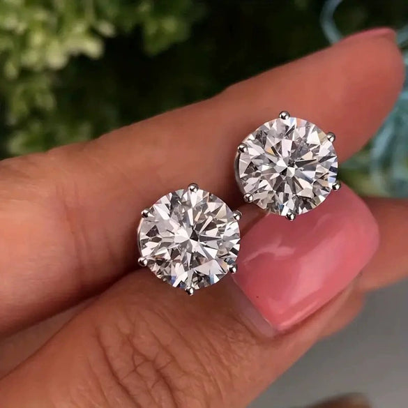Wholesale Women's Copper Zircon Inlaid Geometric Earrings Fashion Jewelry