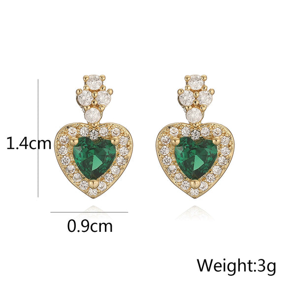 Wholesale Women's Copper Zircon Love Earrings With Geometric Pattern And Real Gold Plated Microinlay Treatment